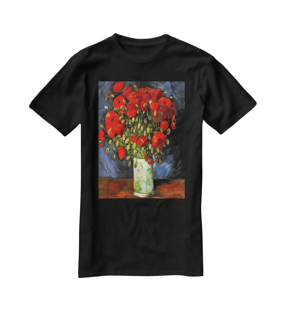 Vase with Red Poppies by Van Gogh T-Shirt - Canvas Art Rocks - 1