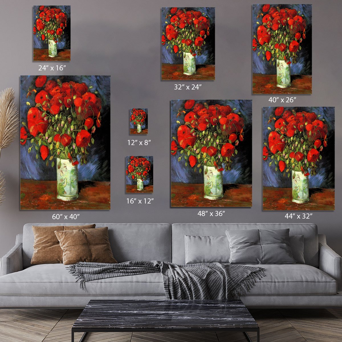 Vase with Red Poppies by Van Gogh Canvas Print or Poster
