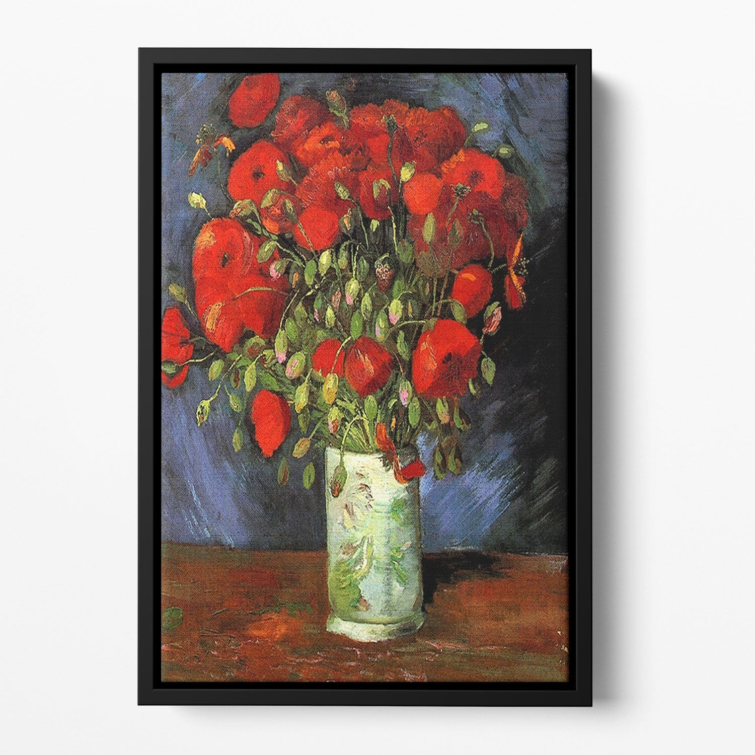 Vase with Red Poppies by Van Gogh Floating Framed Canvas