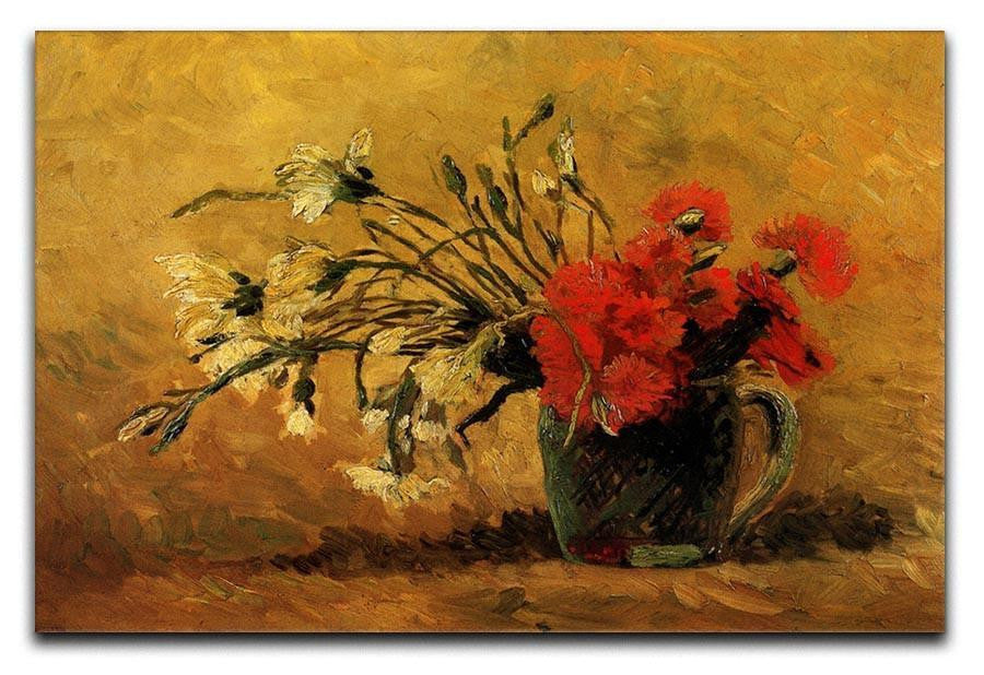 Vase with Red and White Carnations on Yellow Background by Van Gogh Canvas Print & Poster  - Canvas Art Rocks - 1