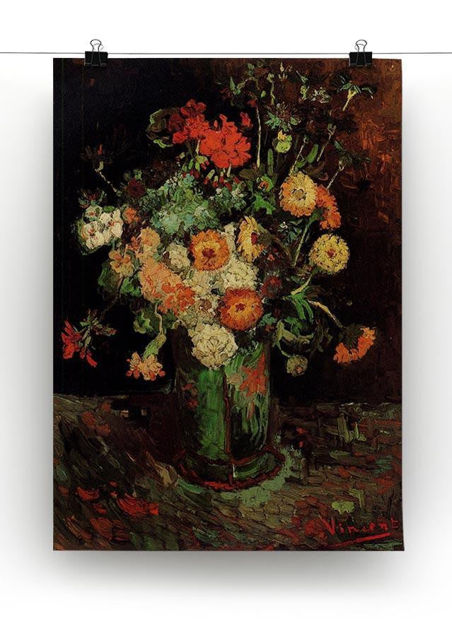 Vase with Zinnias and Geraniums by Van Gogh Canvas Print & Poster - Canvas Art Rocks - 2