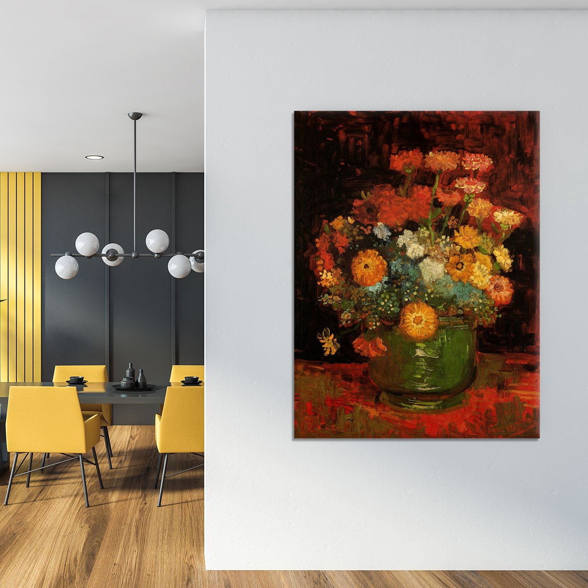 Vase with Zinnias by Van Gogh Canvas Print or Poster