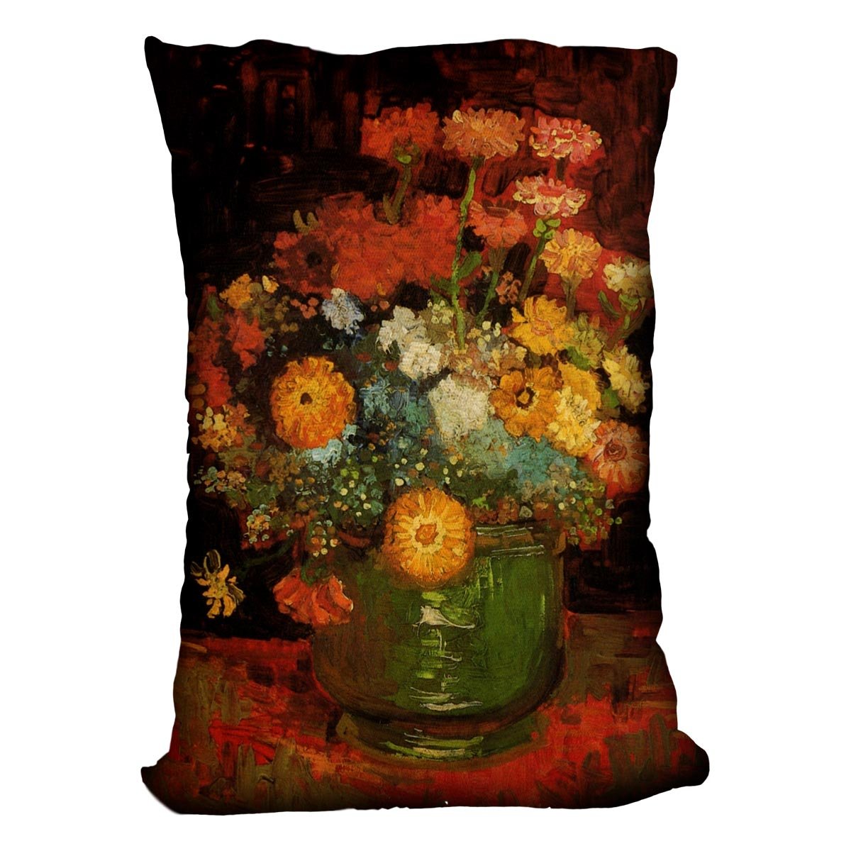 Vase with Zinnias by Van Gogh Throw Pillow