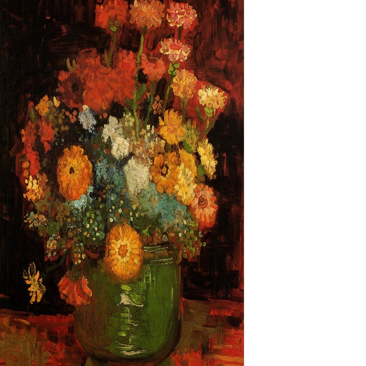 Vase with Zinnias by Van Gogh Floating Framed Canvas