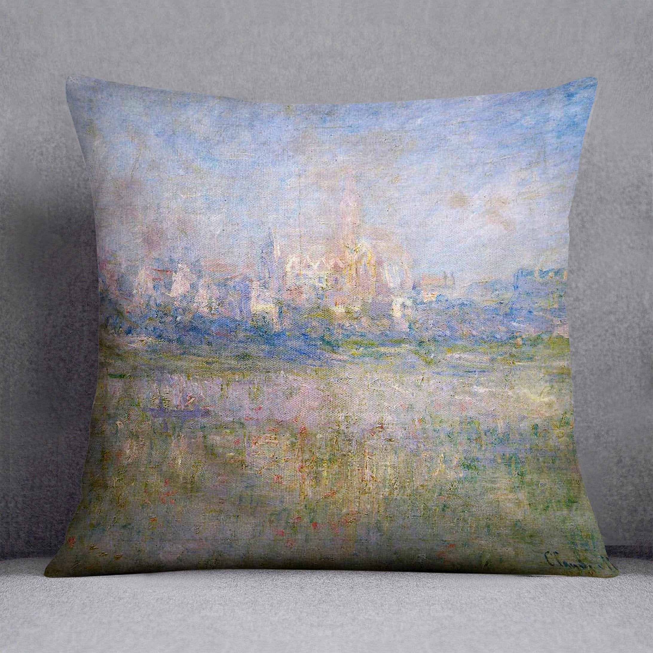 Vctheuil in the fog by Monet Throw Pillow