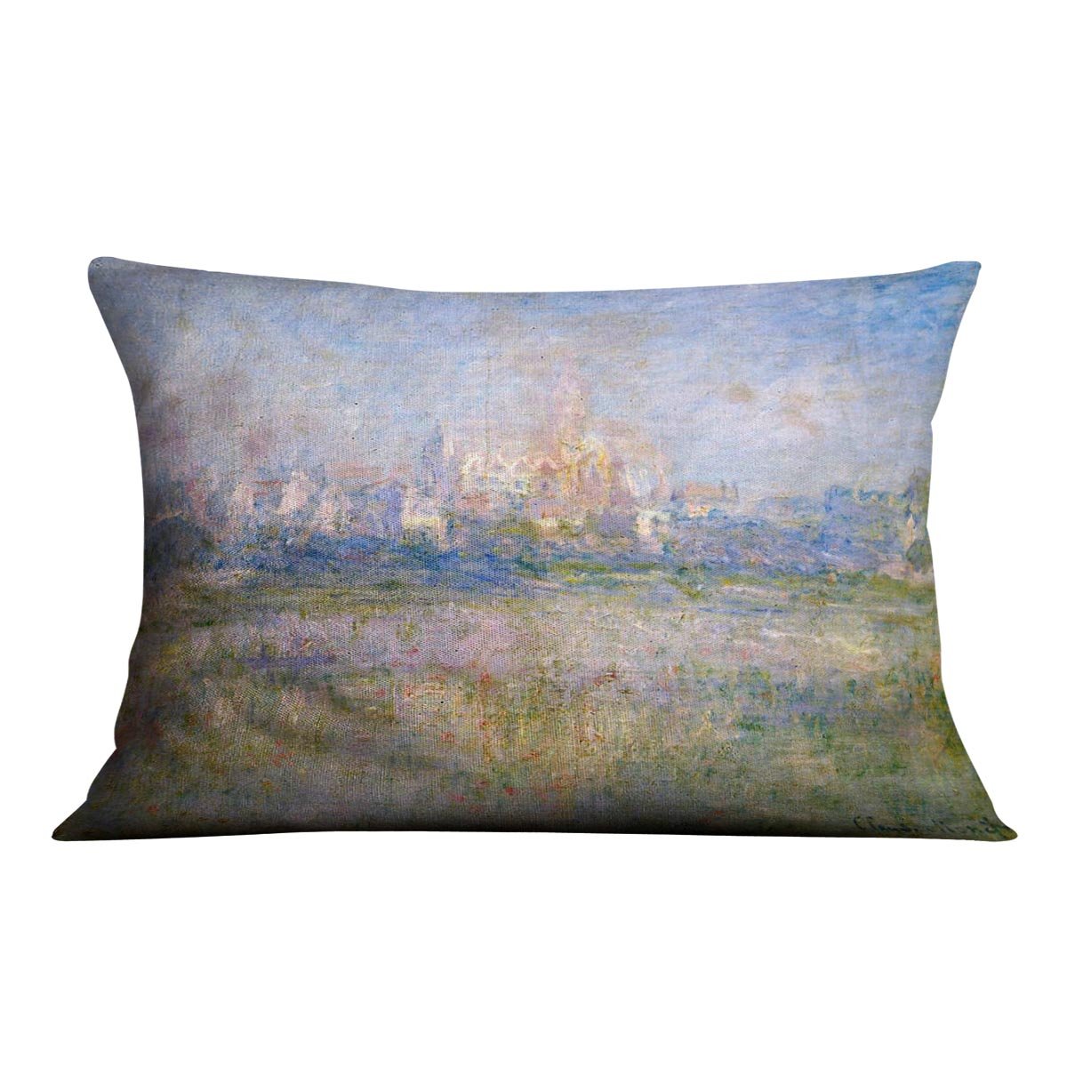 Vctheuil in the fog by Monet Throw Pillow