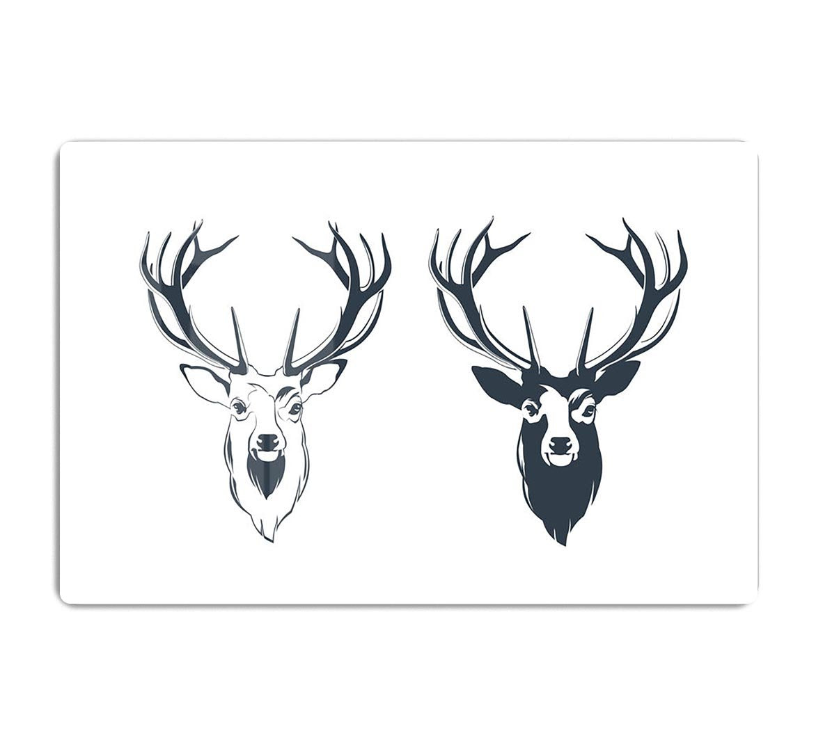Vector Illustration of a Male Red Deer Head HD Metal Print - Canvas Art Rocks - 1