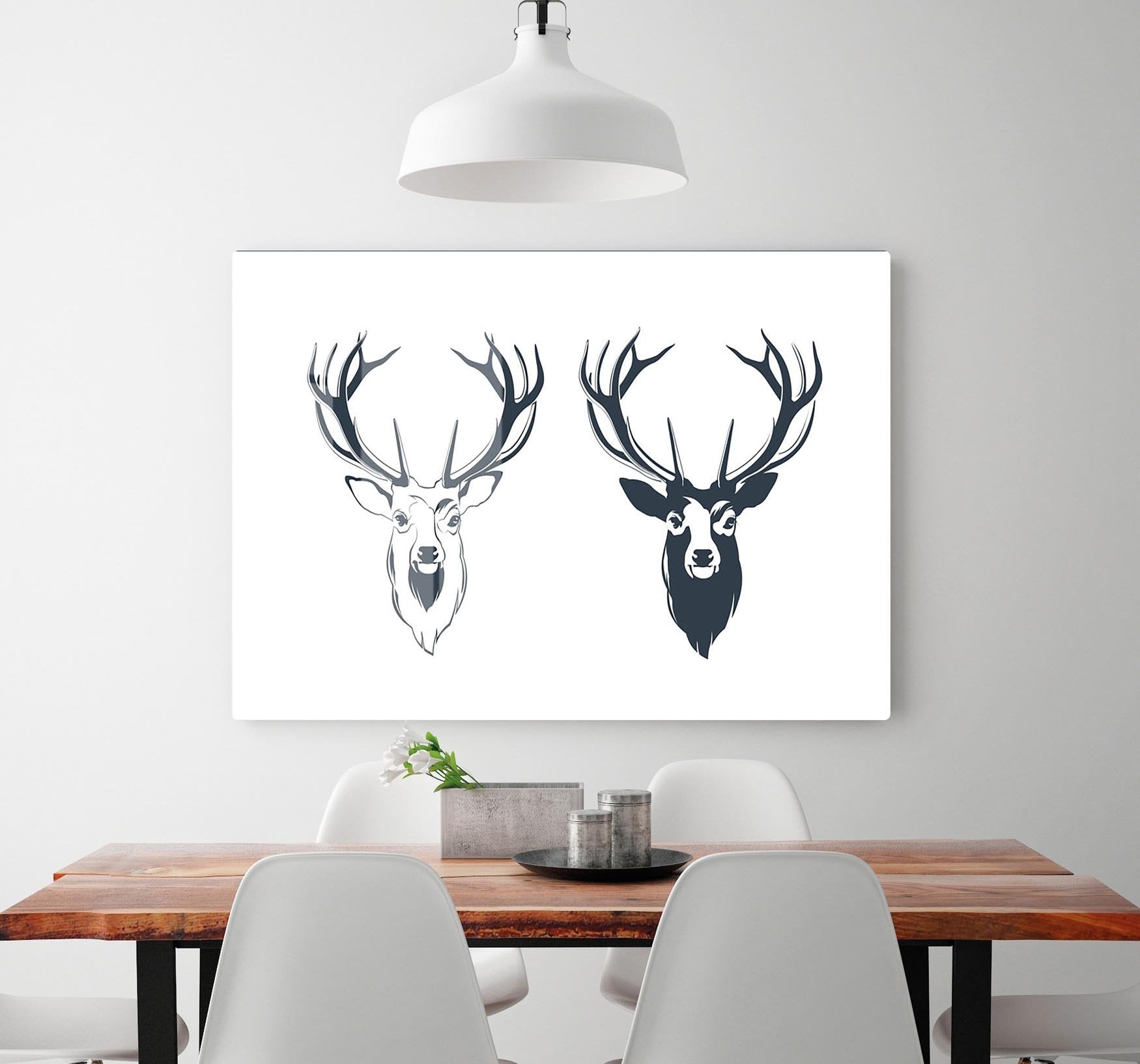 Vector Illustration of a Male Red Deer Head HD Metal Print - Canvas Art Rocks - 2