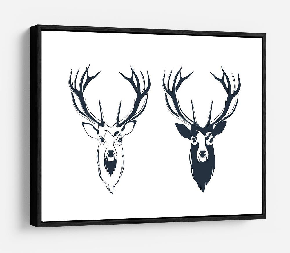 Vector Illustration of a Male Red Deer Head HD Metal Print - Canvas Art Rocks - 6