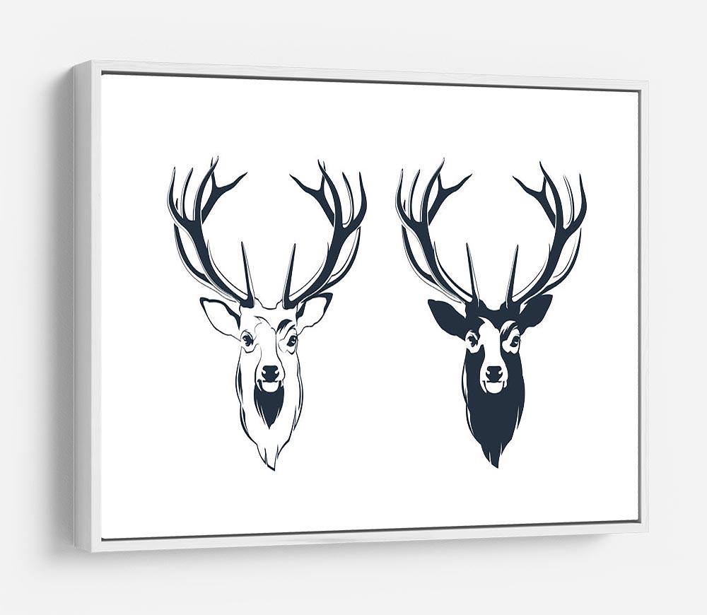 Vector Illustration of a Male Red Deer Head HD Metal Print - Canvas Art Rocks - 7