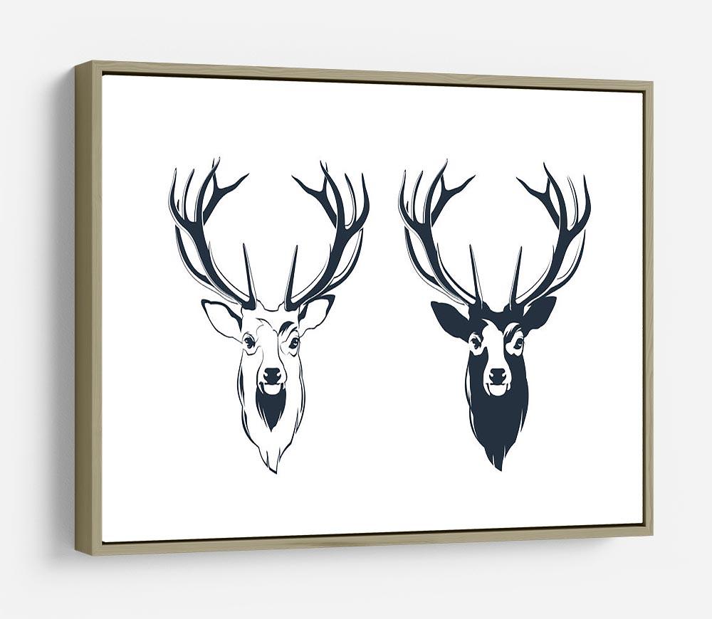 Vector Illustration of a Male Red Deer Head HD Metal Print - Canvas Art Rocks - 8