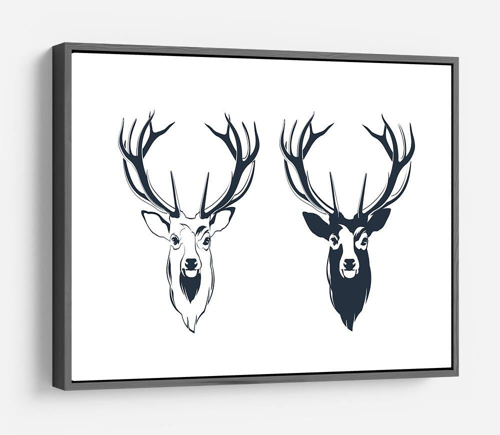 Vector Illustration of a Male Red Deer Head HD Metal Print - Canvas Art Rocks - 9