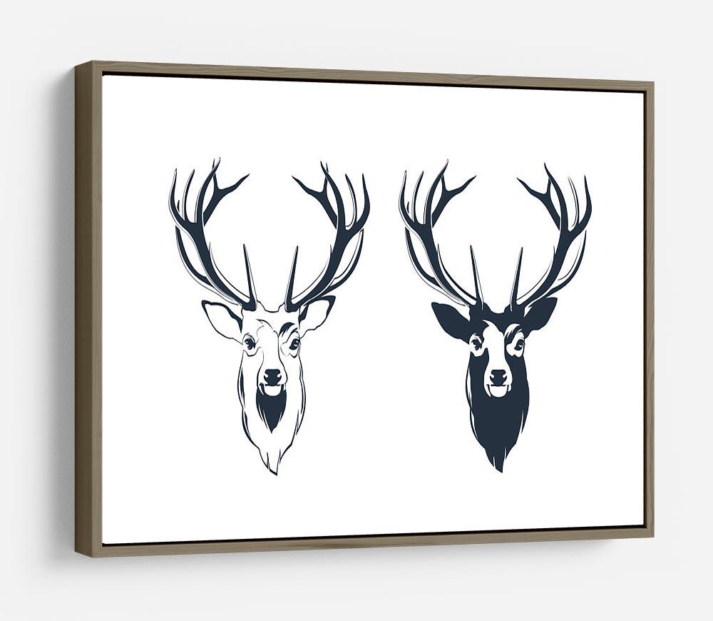 Vector Illustration of a Male Red Deer Head HD Metal Print - Canvas Art Rocks - 10