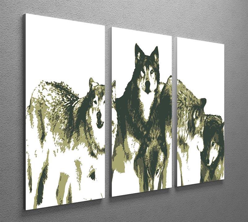 Vector Realistic Wolves Pack Drawing 3 Split Panel Canvas Print - Canvas Art Rocks - 2