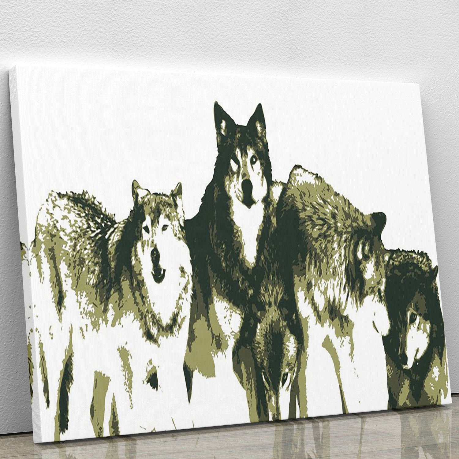 Vector Realistic Wolves Pack Drawing Canvas Print or Poster