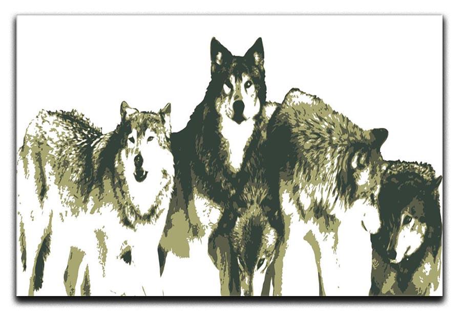 Vector Realistic Wolves Pack Drawing Canvas Print or Poster - Canvas Art Rocks - 1