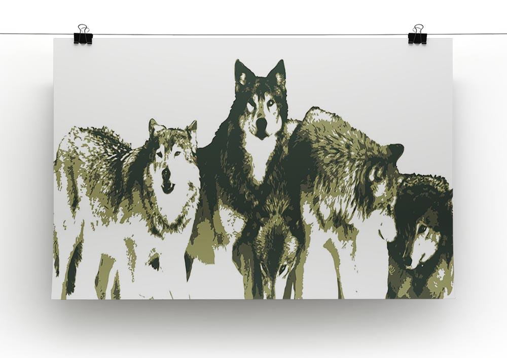 Vector Realistic Wolves Pack Drawing Canvas Print or Poster - Canvas Art Rocks - 2