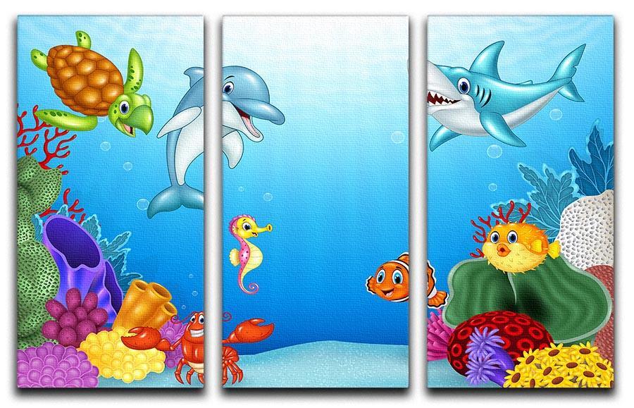 Vector illustration of Cartoon tropical fish 3 Split Panel Canvas Print - Canvas Art Rocks - 1