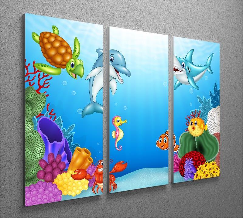 Vector illustration of Cartoon tropical fish 3 Split Panel Canvas Print - Canvas Art Rocks - 2