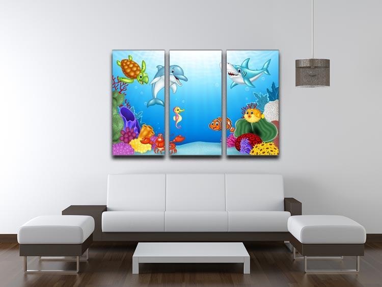 Vector illustration of Cartoon tropical fish 3 Split Panel Canvas Print - Canvas Art Rocks - 3