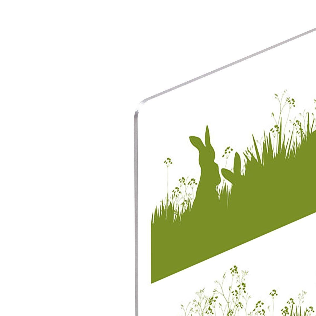 Vector silhouette rabbits in grass background HD Metal Print - Canvas Art Rocks - 4