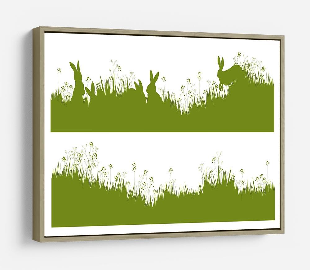 Vector silhouette rabbits in grass background HD Metal Print - Canvas Art Rocks - 8