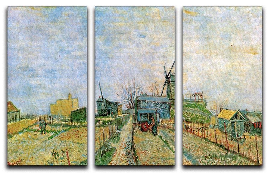 Vegetable Garden in Montmartre by Van Gogh 3 Split Panel Canvas Print - Canvas Art Rocks - 4