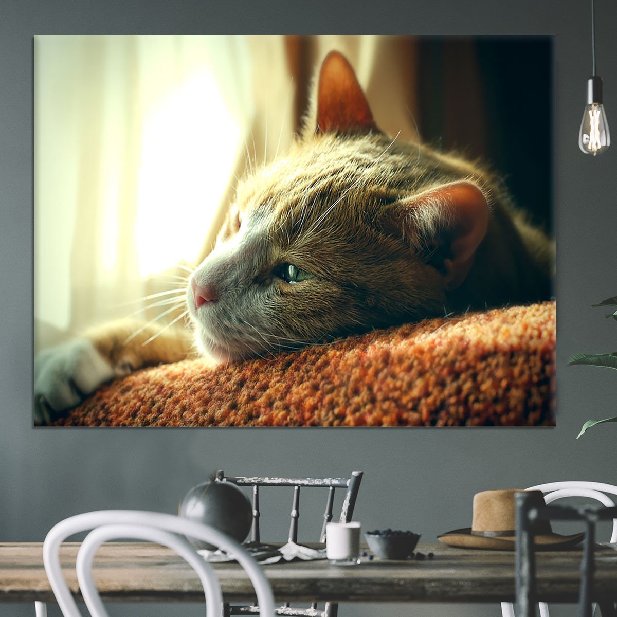 Very Sad Red Cat Canvas Print or Poster