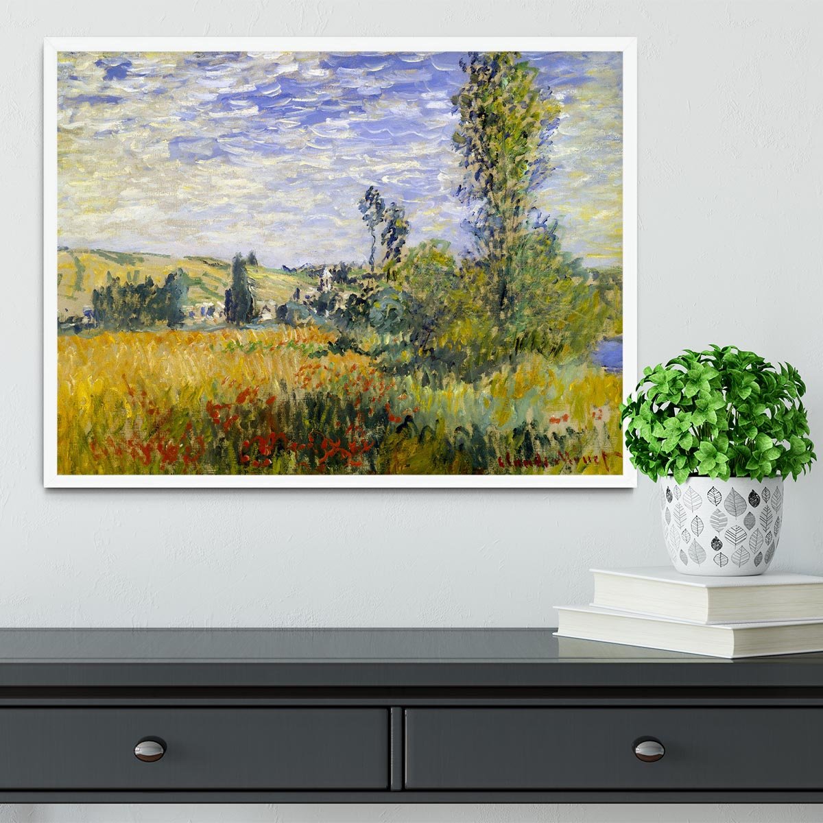 Vetheuil by Monet Framed Print - Canvas Art Rocks -6