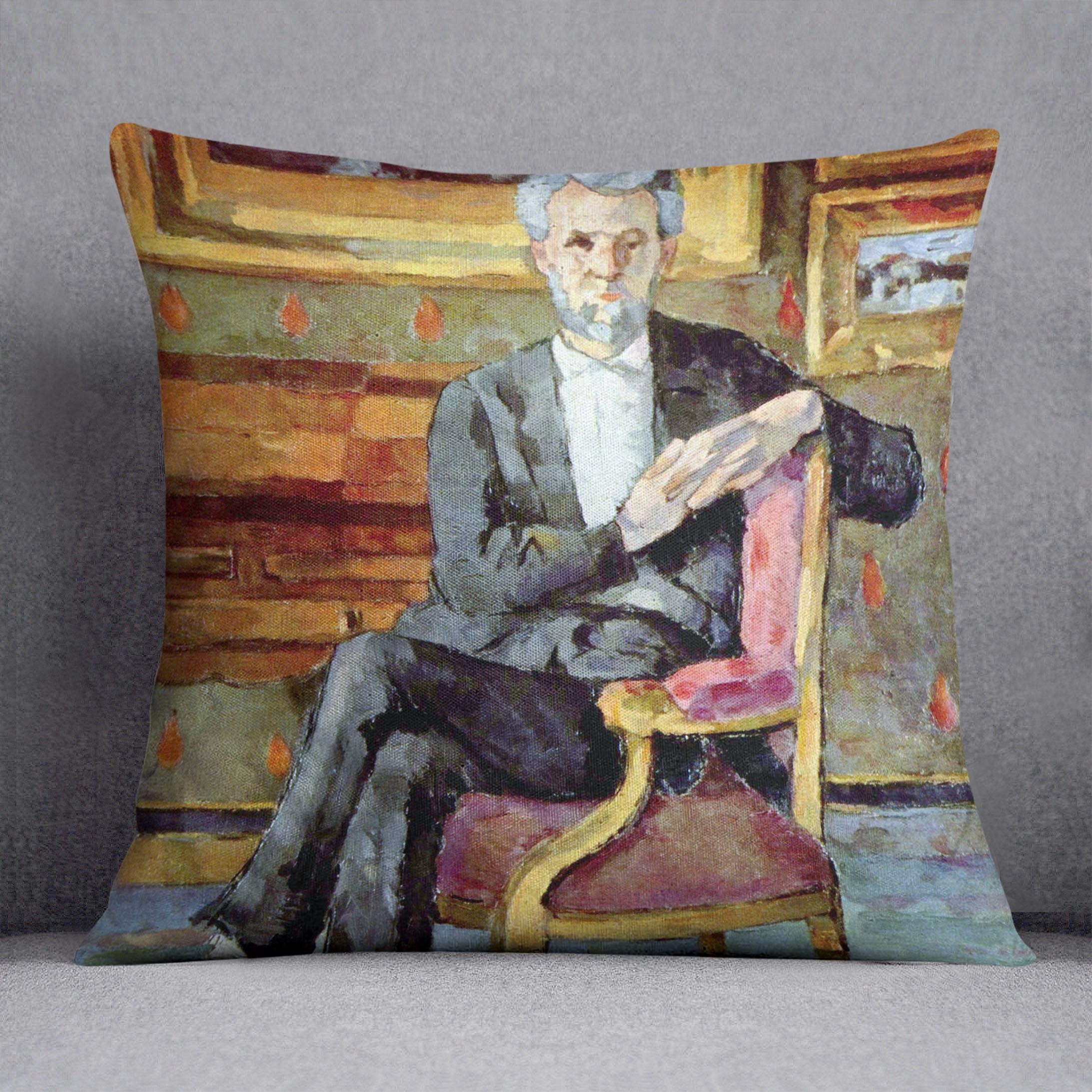 Victor Chocquet seated portrait by Cezanne Cushion - Canvas Art Rocks - 1