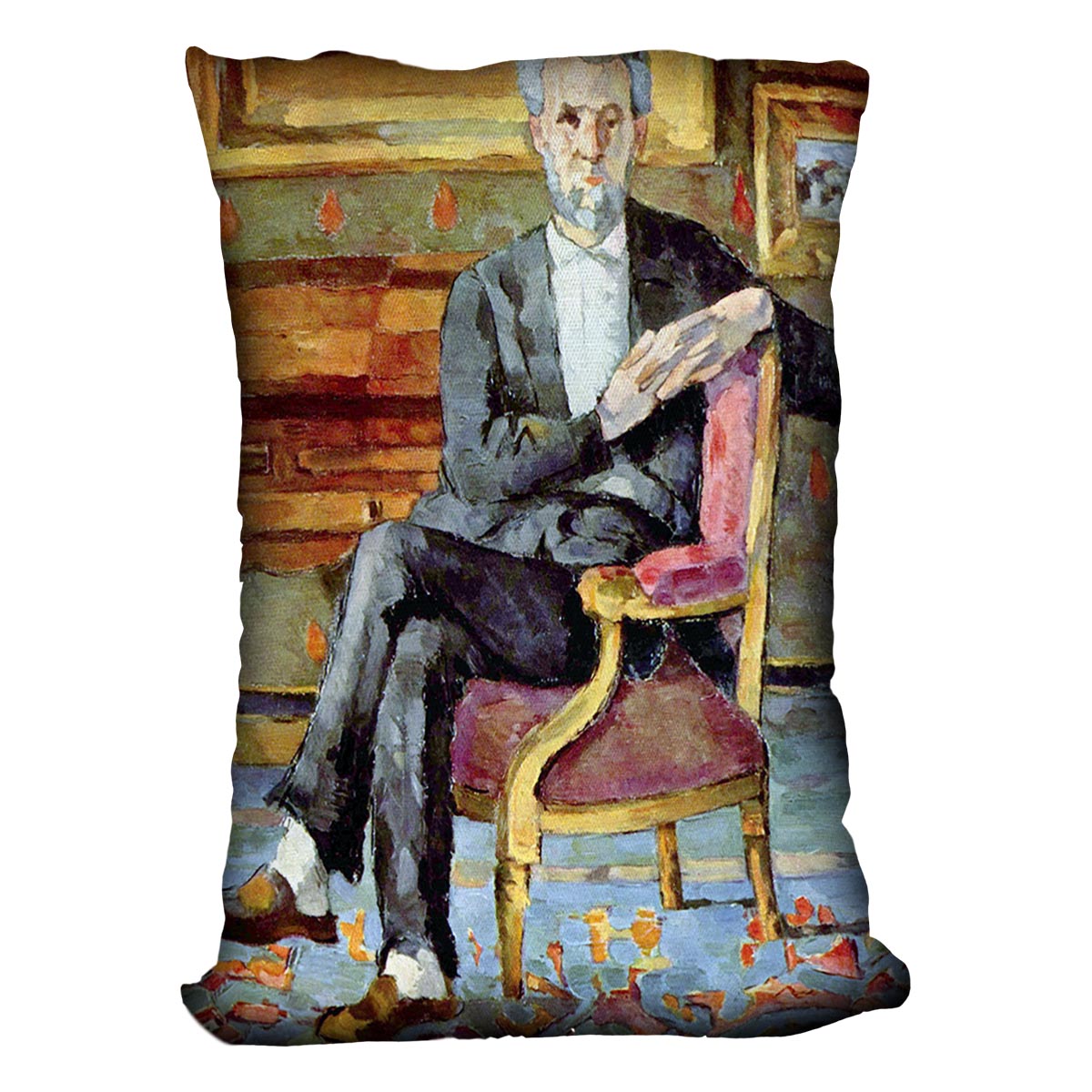 Victor Chocquet seated portrait by Cezanne Cushion - Canvas Art Rocks - 4