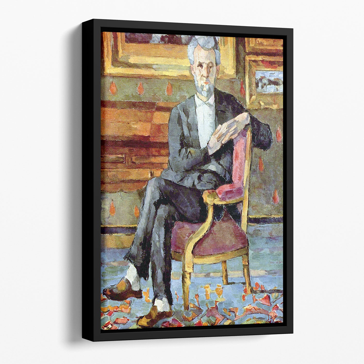 Victor Chocquet seated portrait by Cezanne Floating Framed Canvas - Canvas Art Rocks - 1