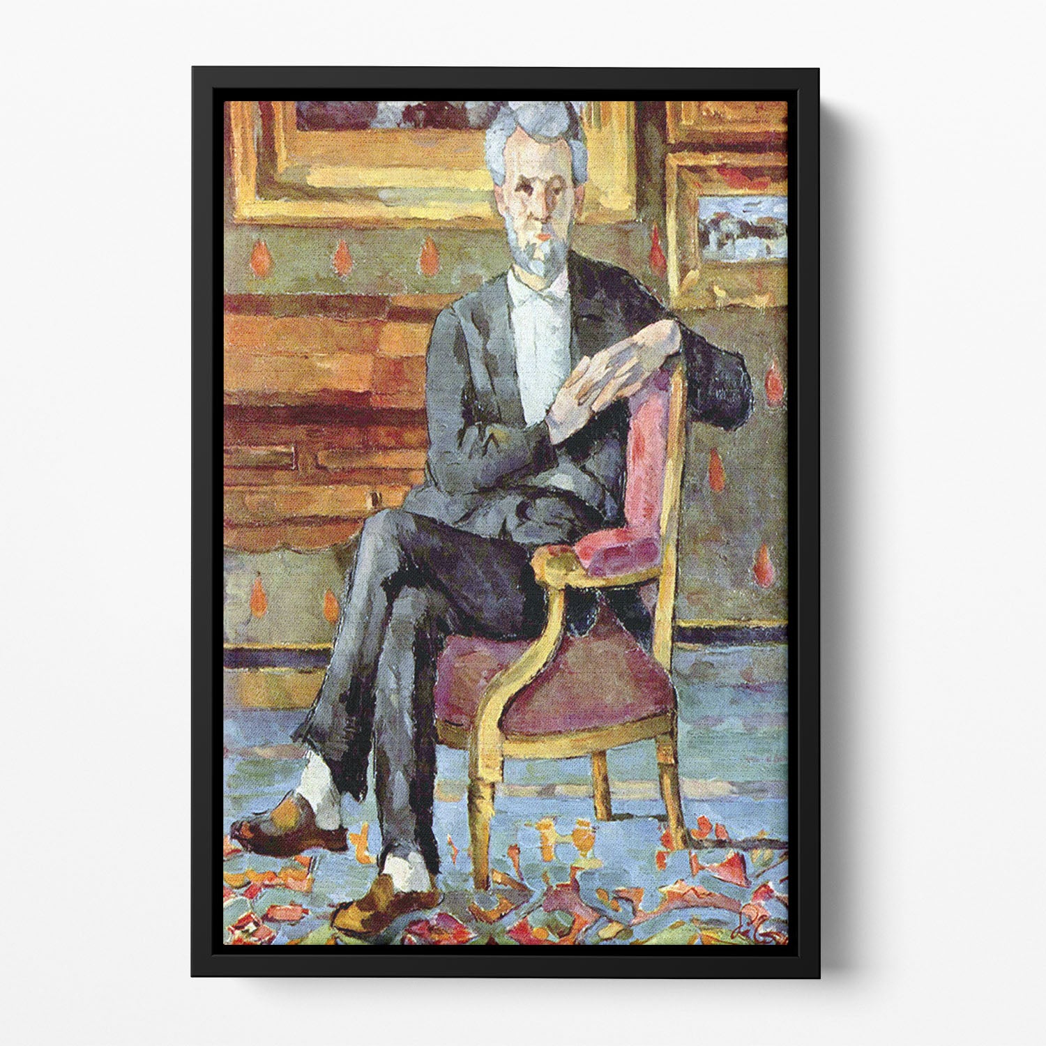 Victor Chocquet seated portrait by Cezanne Floating Framed Canvas - Canvas Art Rocks - 2