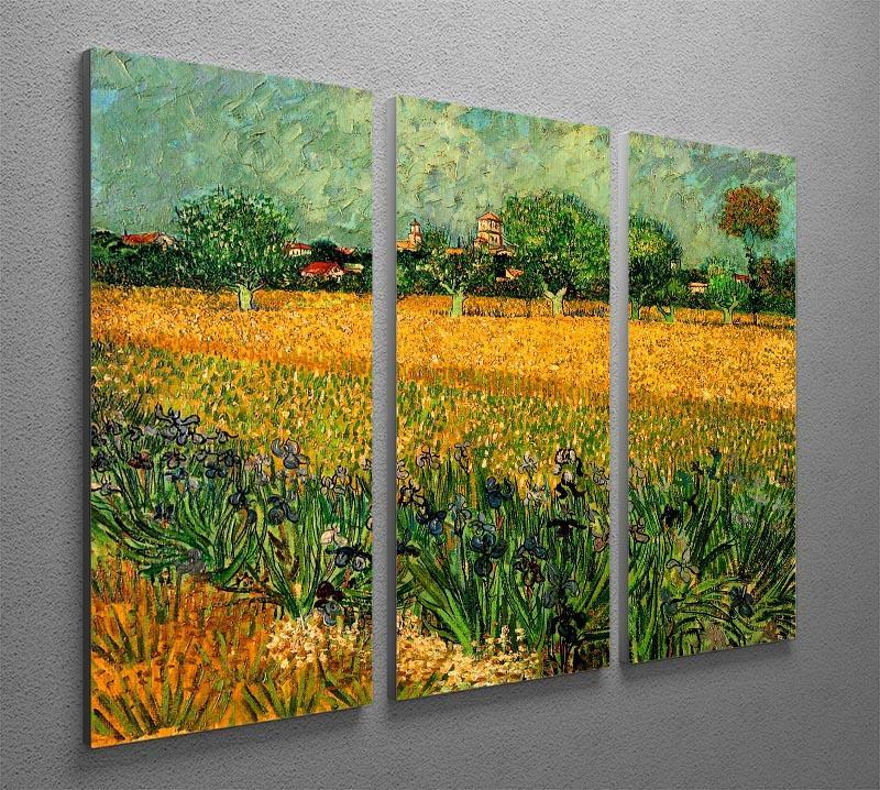 View of Arles with Irises in the Foreground by Van Gogh 3 Split Panel Canvas Print - Canvas Art Rocks - 4