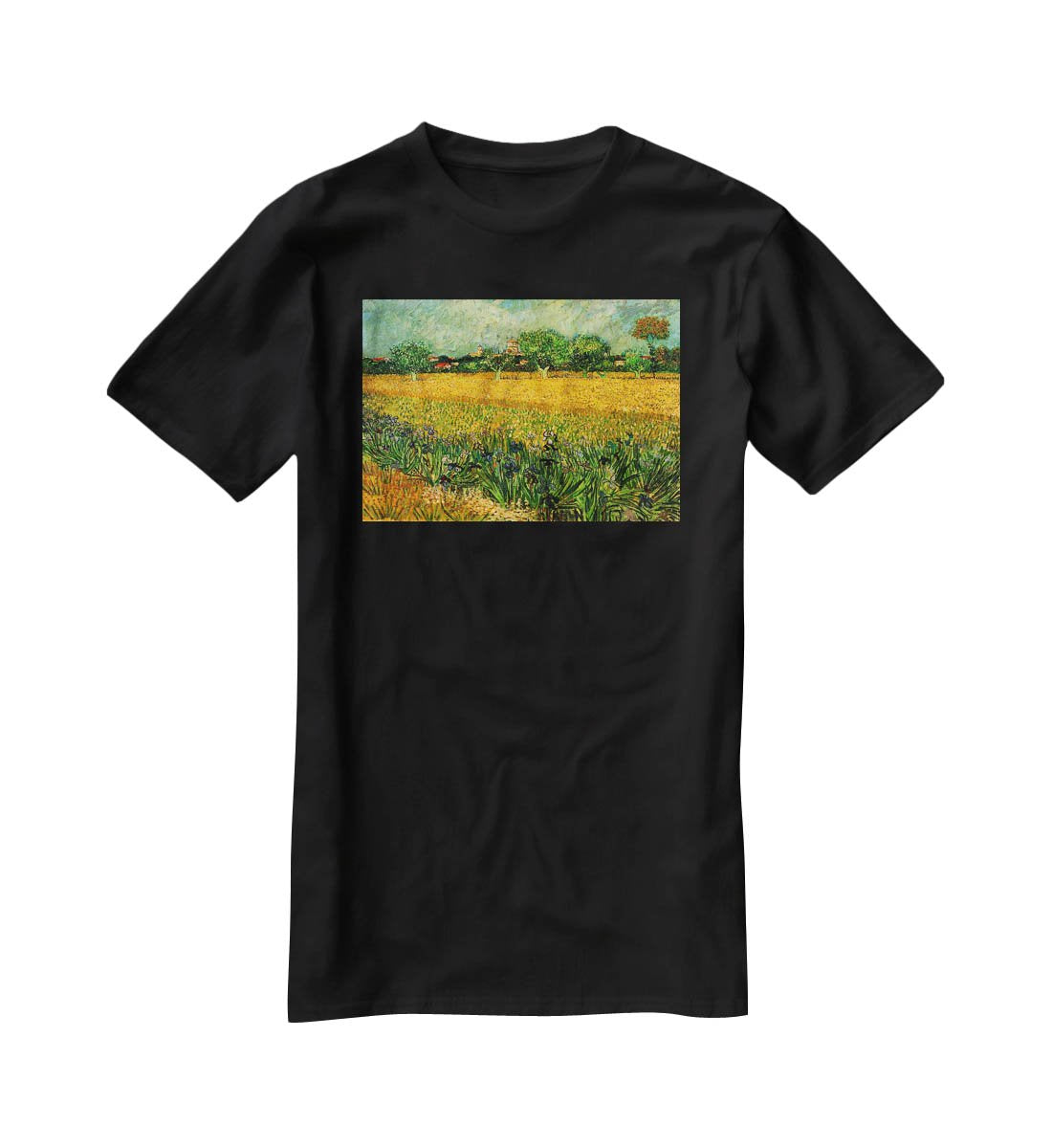 View of Arles with Irises in the Foreground by Van Gogh T-Shirt - Canvas Art Rocks - 1