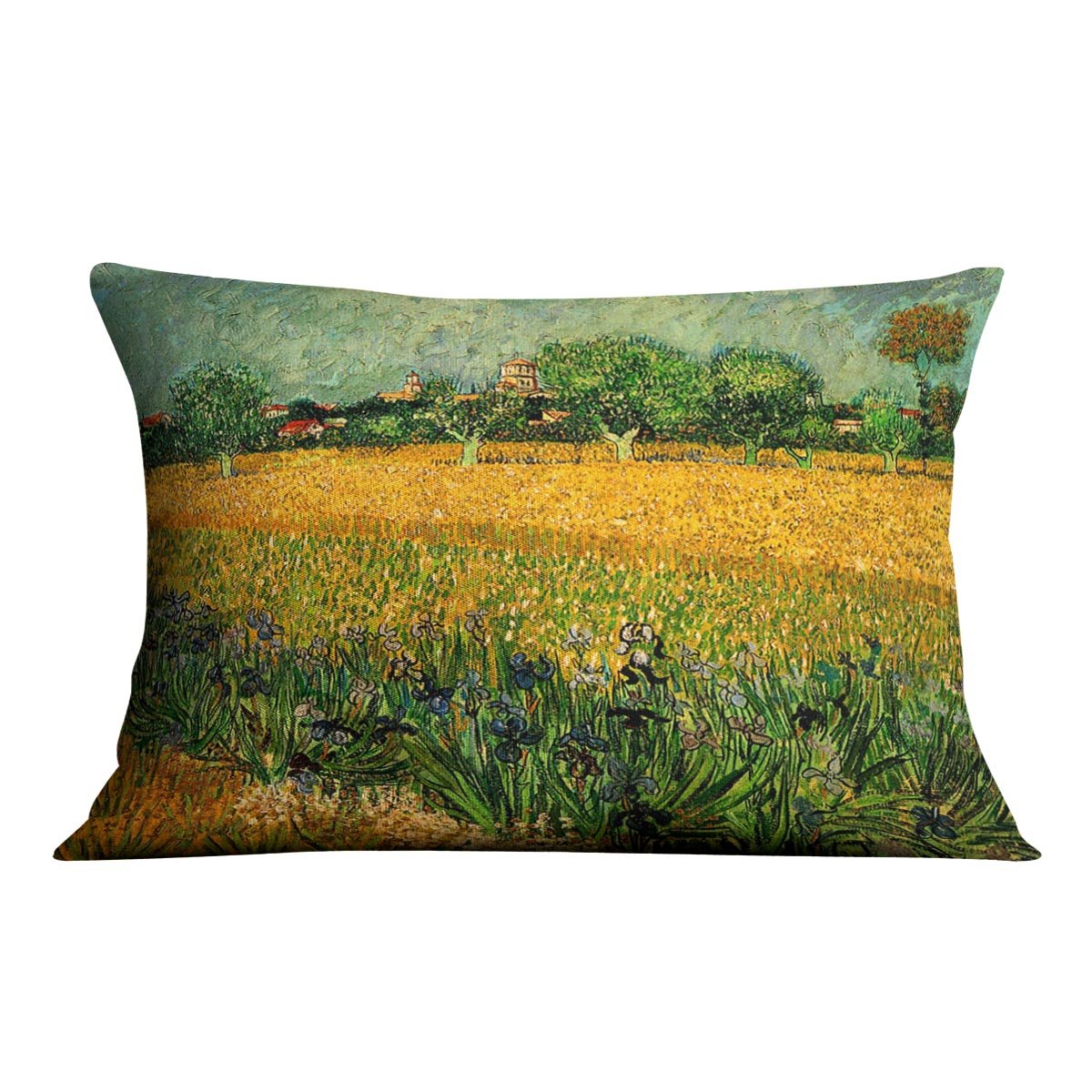 View of Arles with Irises in the Foreground by Van Gogh Throw Pillow