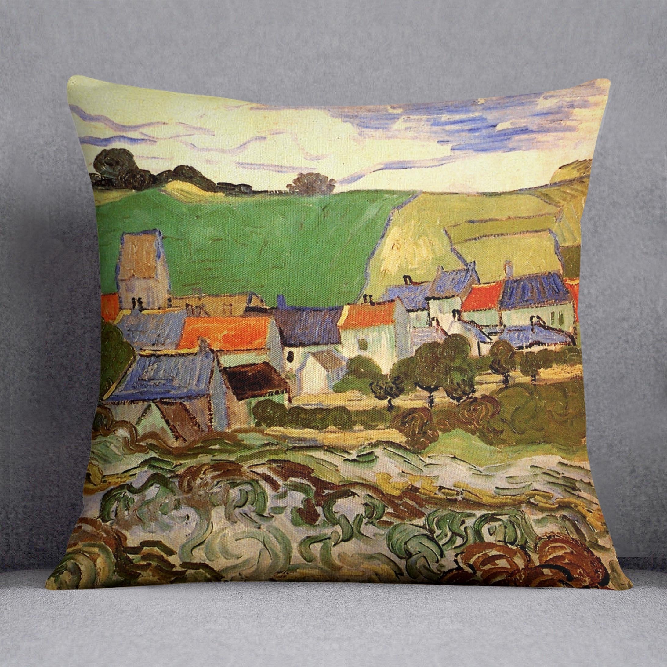 View of Auvers by Van Gogh Throw Pillow