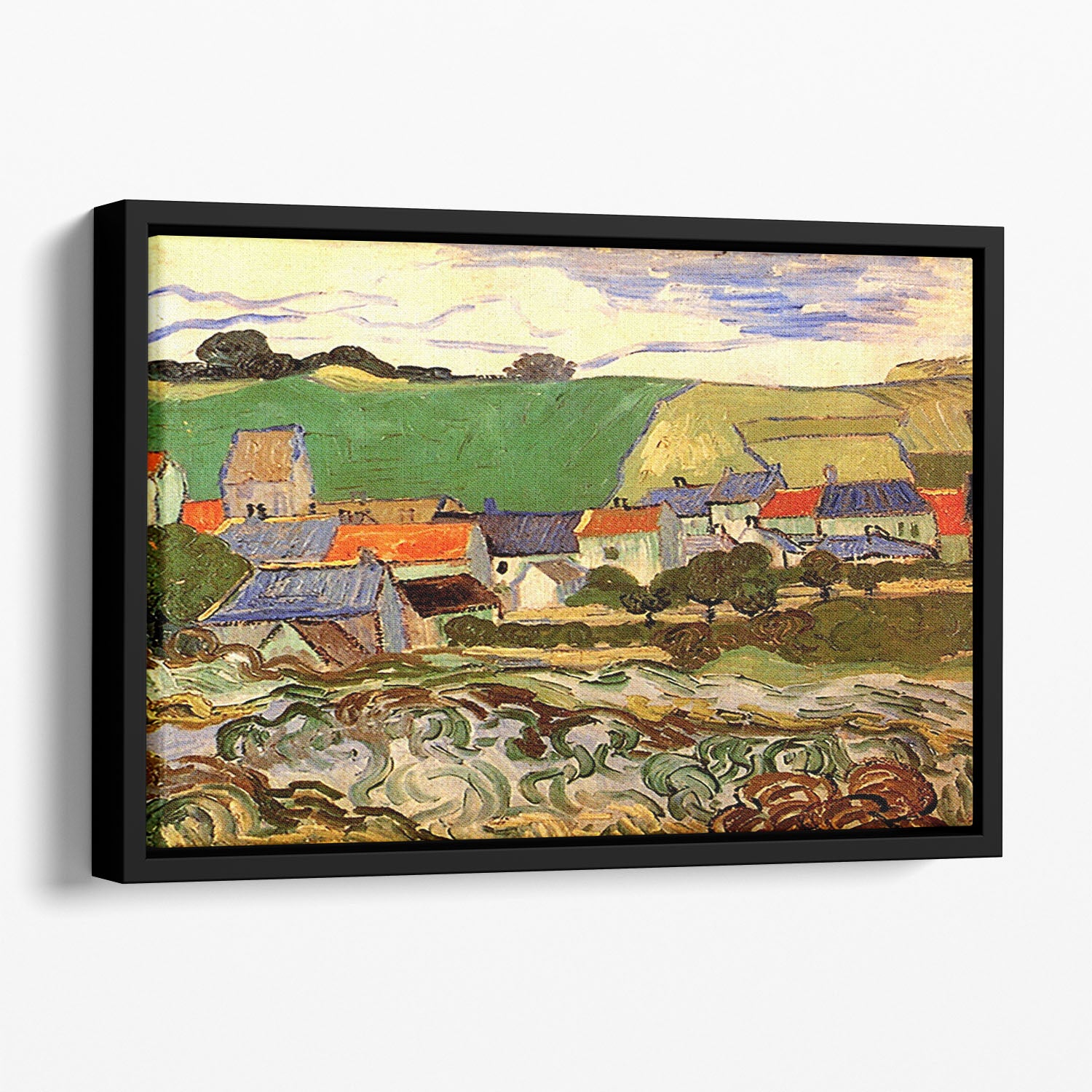 View of Auvers by Van Gogh Floating Framed Canvas