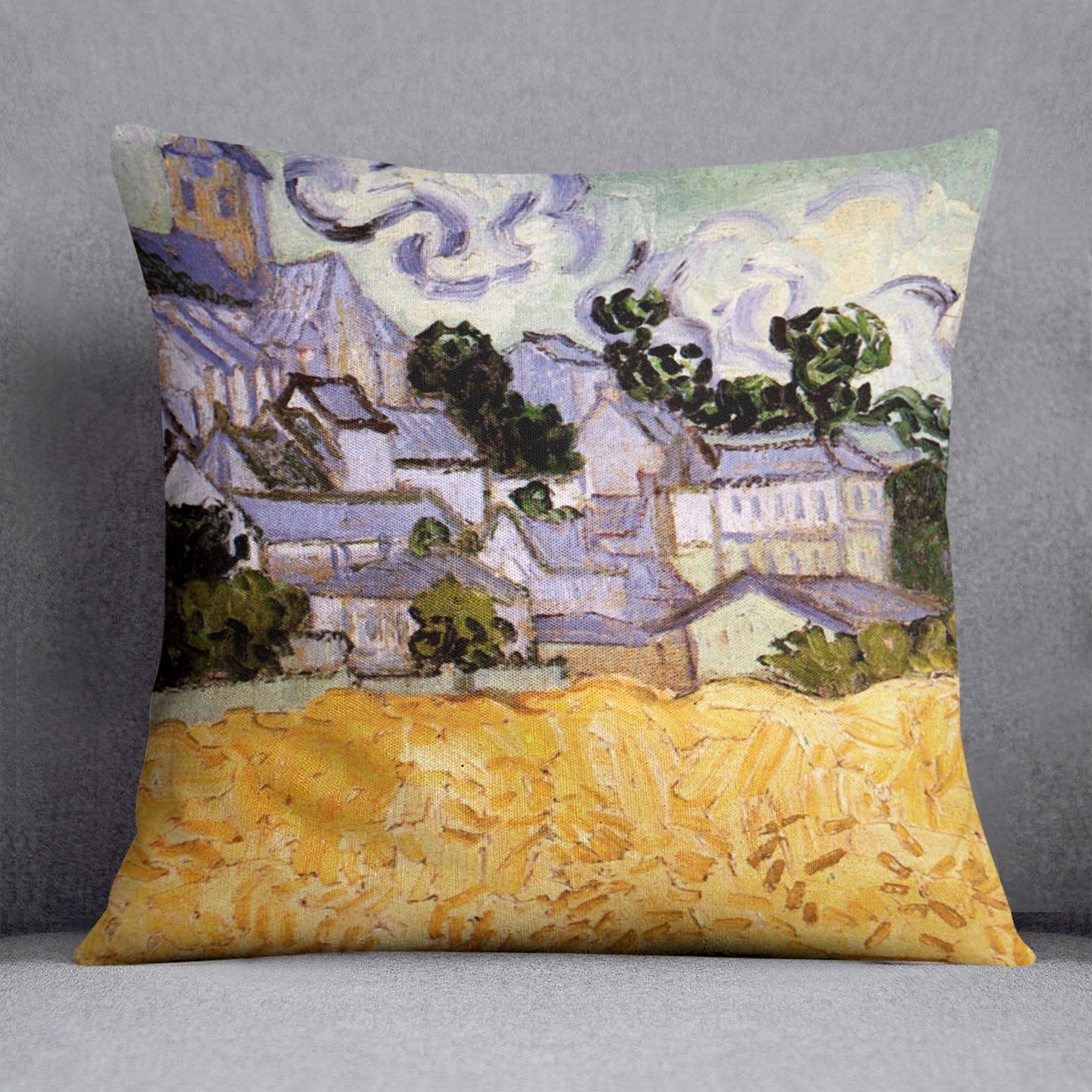 View of Auvers with Church by Van Gogh Throw Pillow