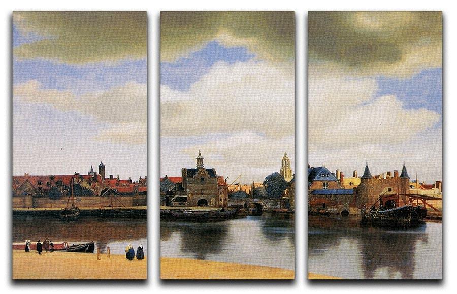 View of Delft by Vermeer 3 Split Panel Canvas Print - Canvas Art Rocks - 1