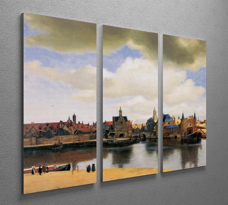 View of Delft by Vermeer 3 Split Panel Canvas Print - Canvas Art Rocks - 2