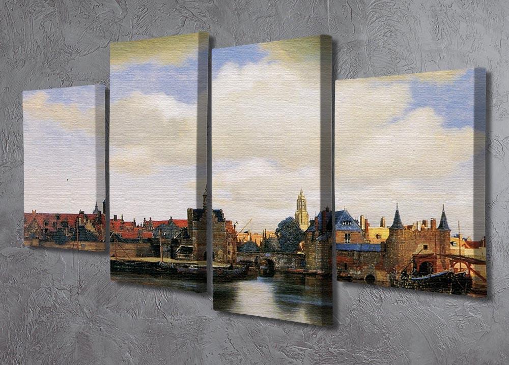 View of Delft by Vermeer 4 Split Panel Canvas - Canvas Art Rocks - 2