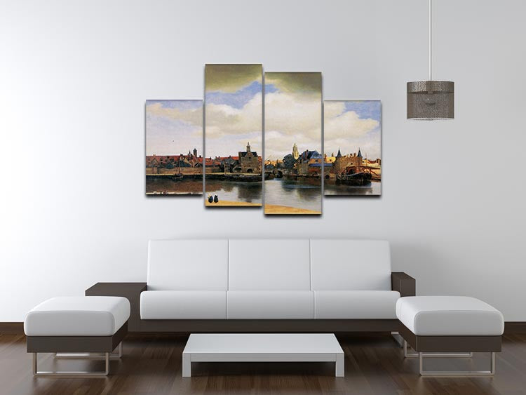 View of Delft by Vermeer 4 Split Panel Canvas - Canvas Art Rocks - 3