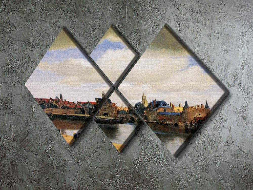 View of Delft by Vermeer 4 Square Multi Panel Canvas - Canvas Art Rocks - 2