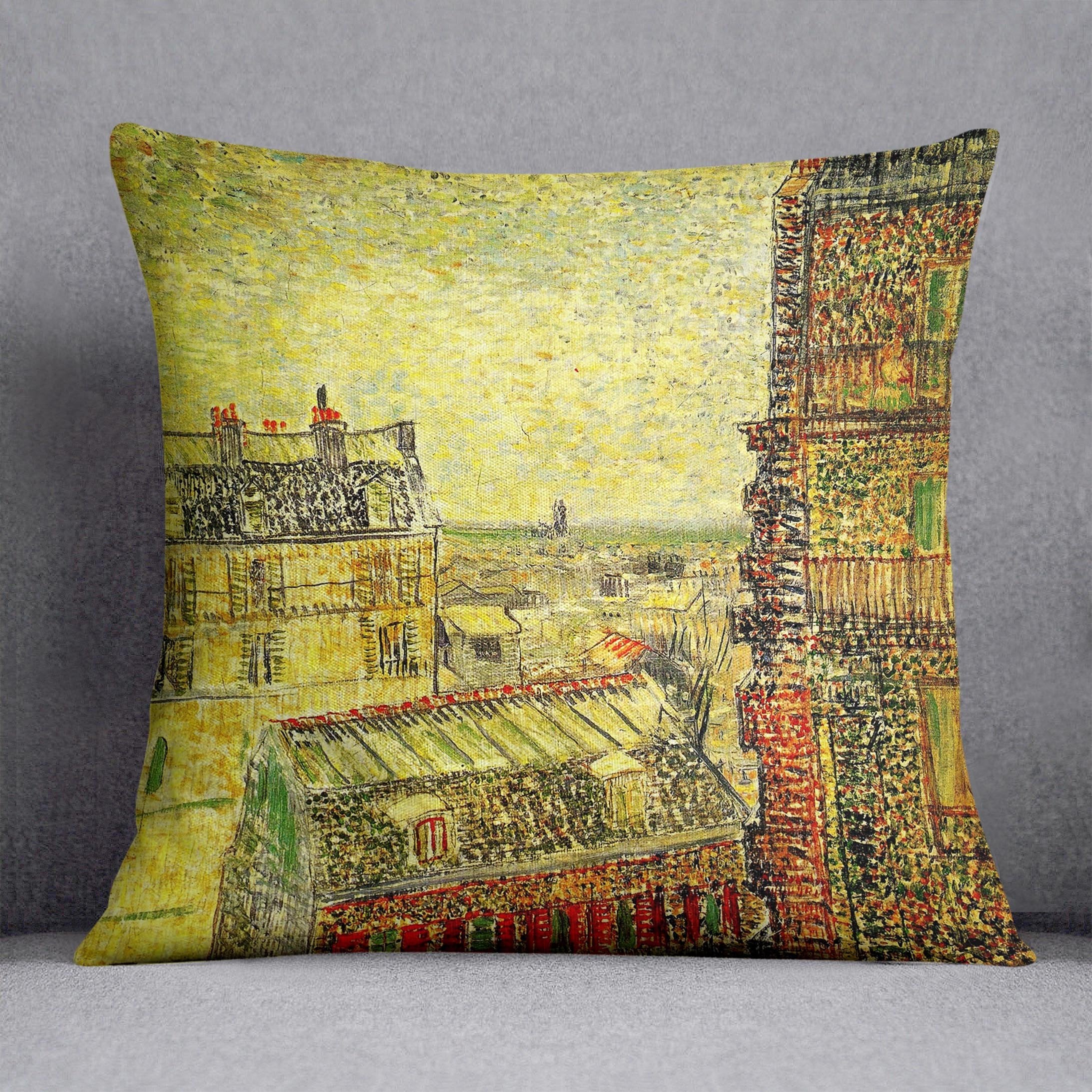 View of Paris from Vincent s Room in the Rue Lepic by Van Gogh Throw Pillow