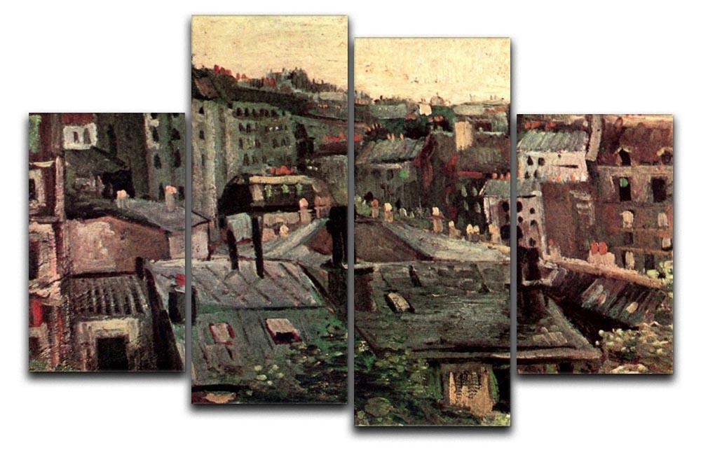 View of Roofs and Backs of Houses by Van Gogh 4 Split Panel Canvas  - Canvas Art Rocks - 1