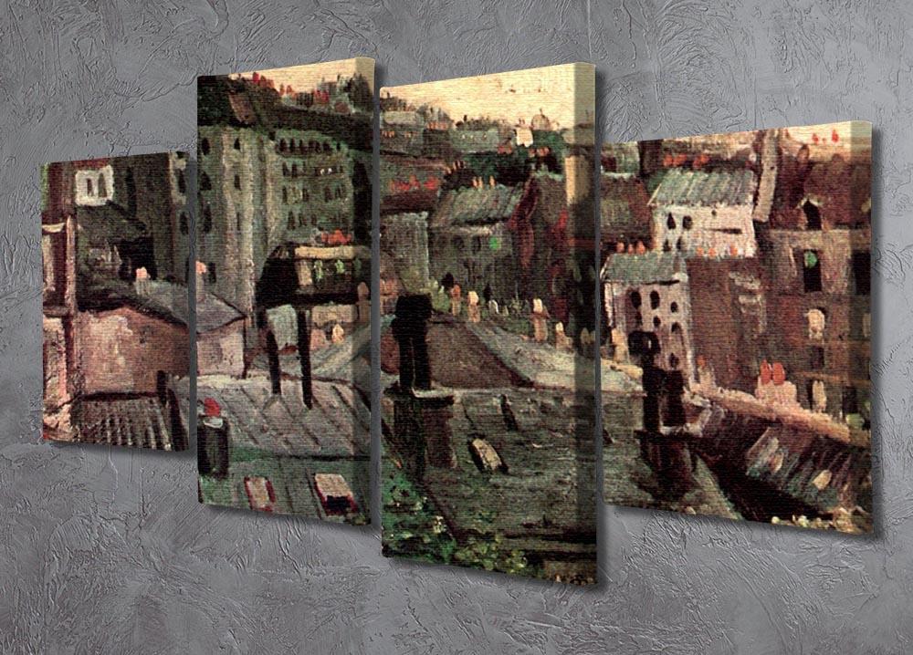 View of Roofs and Backs of Houses by Van Gogh 4 Split Panel Canvas - Canvas Art Rocks - 2