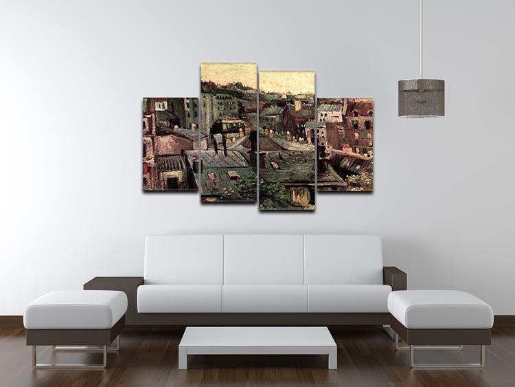 View of Roofs and Backs of Houses by Van Gogh 4 Split Panel Canvas - Canvas Art Rocks - 3