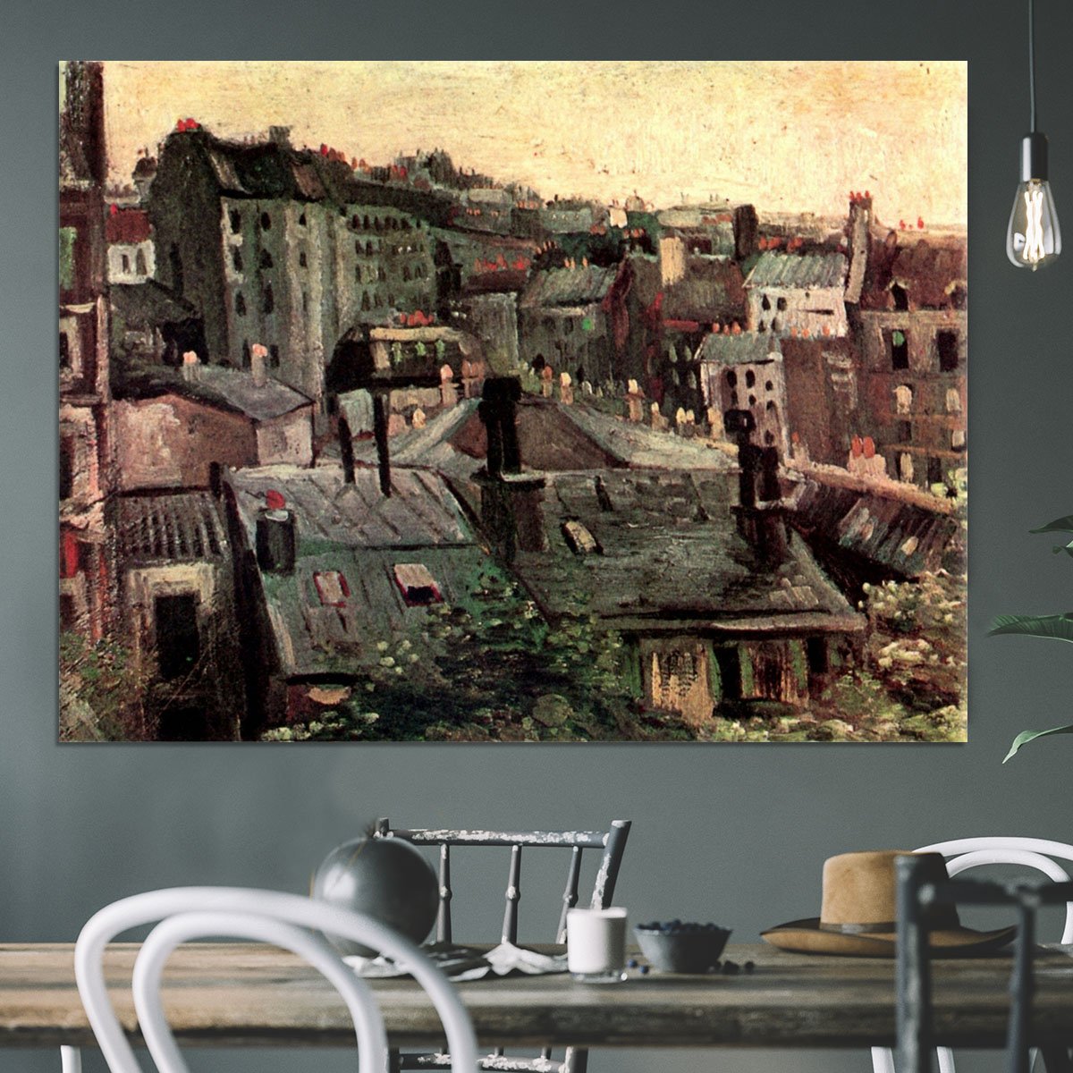 View of Roofs and Backs of Houses by Van Gogh Canvas Print or Poster