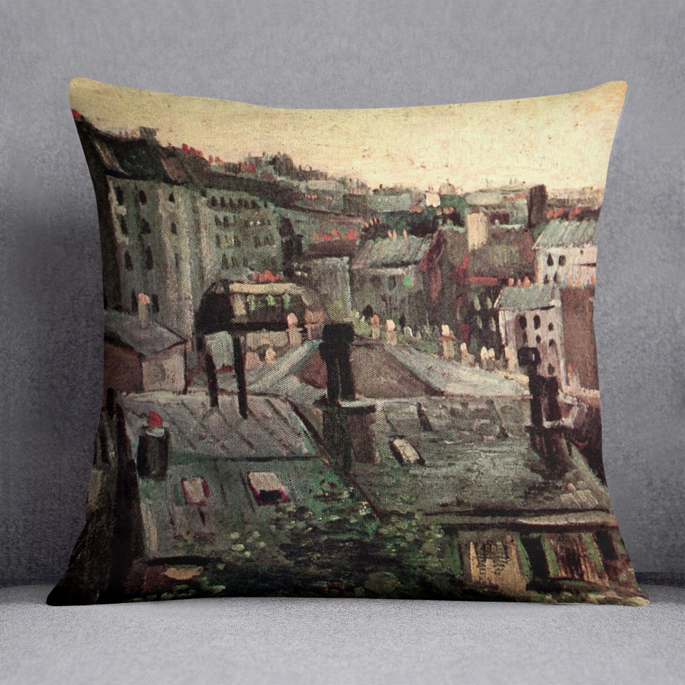 View of Roofs and Backs of Houses by Van Gogh Throw Pillow